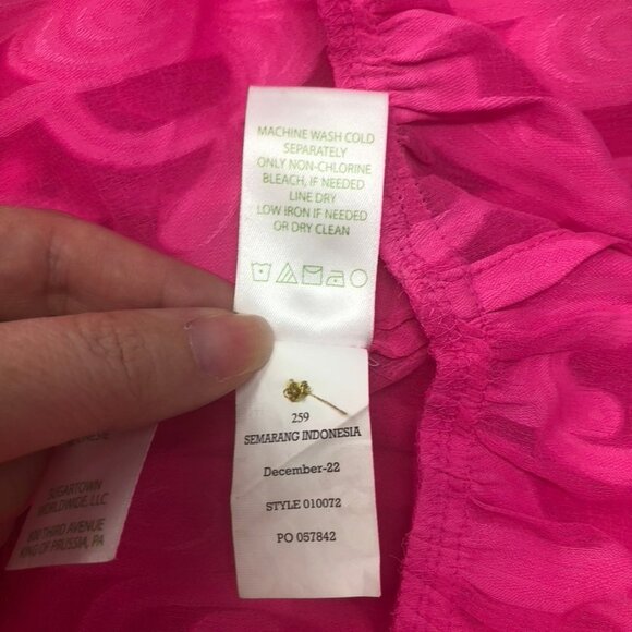 Lilly Pulitzer Linley Coverup Size M Pink Shandy Poly Crepe Swirl - Picture 7 of 7